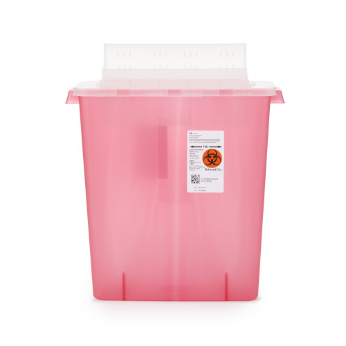 Cardinal Health 85221R - Sharps Container In-Room™ Translucent Red Base 16-1/4 H X 13-3/4 W X 6 D Inch Horizontal Entry 3 Gallon
