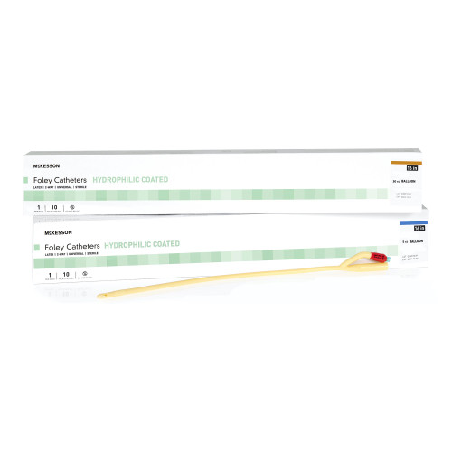 McKesson 16-LFOL522C - Foley Catheter McKesson 2-Way Coude Tip 5 cc Balloon 22 Fr. Hydrophilic Polymer Coated Latex McKesson 16-LFOL522C - Foley Catheter McKesson 2-Way Coude Tip 5 cc Balloon 22 Fr. Hydrophilic Polymer Coated Latex