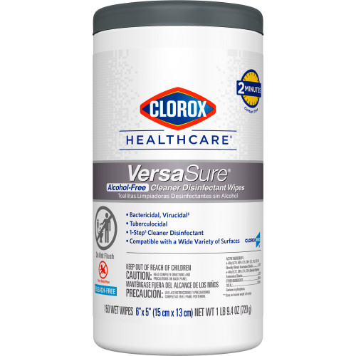 The Clorox Company 31758 - Surface Disinfectant Cleaner Clorox Healthcare® VersaSure™ Premoistened Quaternary Based Manual Pull Wipe 150 Count Canister Scented NonSterile The Clorox Company 31758 - Surface Disinfectant Cleaner Clorox Healthcare® VersaSure™ Premoistened Quaternary Based Manual Pull Wipe 150 Count Canister Scented NonSterile
