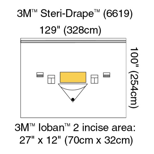 Solventum Corporation 6619 - Orthopedic Drape 3M™ Steri-Drape™ Large Isolation Drape with Incise and Pouch 129 W X 100 L Inch Sterile