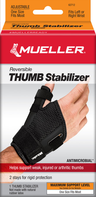 Mueller Sports Medicine Inc 62712 - Thumb Stabilizer Mueller Sport Care® Adult One Size Fits Most D-Ring / Hook and Loop Strap Closure Left Hand Black