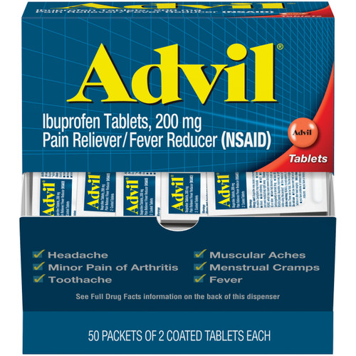 Glaxo Consumer Products 30573015489 - Pain Relief Advil® 200 mg Strength Ibuprofen Tablet 50 per Box Glaxo Consumer Products 30573015489 - Pain Relief Advil® 200 mg Strength Ibuprofen Tablet 50 per Box