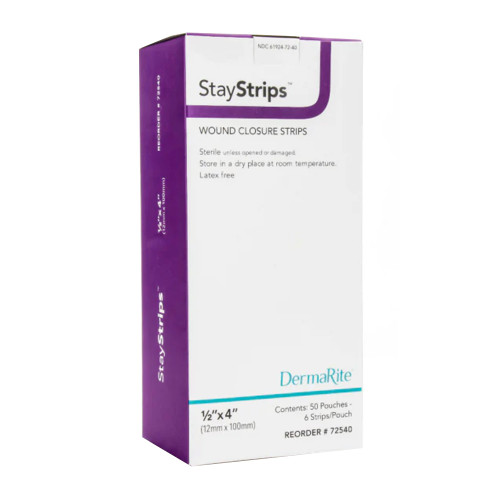 Dermarite 72540 - Skin Closure Strip StayStrips® 1/2 X 4 Inch Nonwoven Material Flexible Strip White