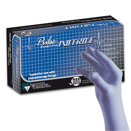 Innovative Healthcare Corp 177402 - Exam Glove Pulse® Nitrile 2X-Large NonSterile Nitrile Standard Cuff Length Textured Fingertips Aqua Blue Chemo Tested / Fentanyl Tested