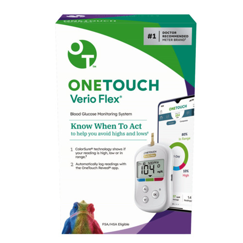 Lifescan Inc 024044 - Blood Glucose Meter OneTouch Verio Flex® 5 Second Results Stores up to 500 Results No Coding Required