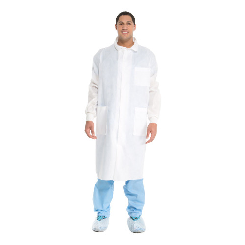 O&M Halyard Inc 10042 - Lab Coat White Large Knee Length 3-Layer SMS Disposable O&M Halyard Inc 10042 - Lab Coat White Large Knee Length 3-Layer SMS Disposable