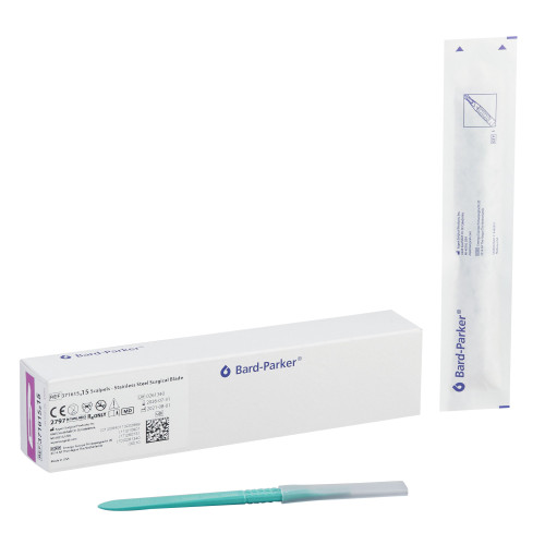 Aspen Surgical Products 371615 - Scalpel Bard-Parker™ Conventional No. 15 Stainless Steel / Plastic Nonslip Grip Handle with Centimeter Scale Sterile Disposable Aspen Surgical Products 371615 - Scalpel Bard-Parker™ Conventional No. 15 Stainless Steel / Plastic Nonslip Grip Handle with Centimeter Scale Sterile Disposable
