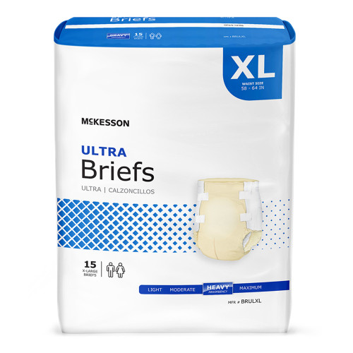 McKesson BRULXL - Unisex Adult Incontinence Brief McKesson Ultra X-Large Disposable Heavy Absorbency