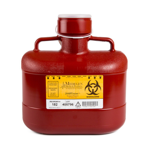 Medegen Medical Products, LLC 182 - Sharps Container Sharps-Tainer® Red Base 11 H X 10 W X 6 D Inch Vertical Entry 1.55 Gallon