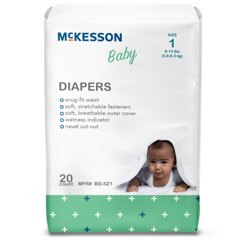 McKesson BD-SZ1 - Unisex Baby Diaper McKesson Size 1 Disposable Heavy Absorbency McKesson BD-SZ1 - Unisex Baby Diaper McKesson Size 1 Disposable Heavy Absorbency
