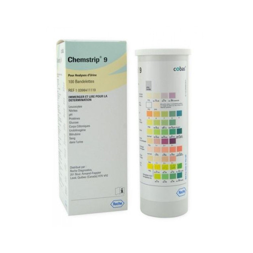 Roche 11895427160 - Urinalysis Reagent Chemstrip®9 Bilirubin, Blood, Glucose, Ketone, Leukocytes, Nitrite, pH, Protein, Urobilinogen For Urinalysis