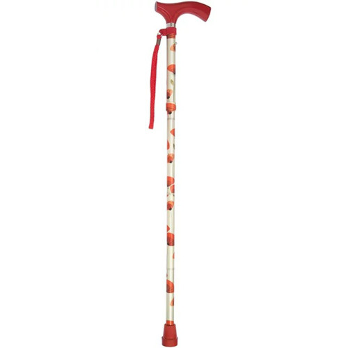 Mabis Healthcare 502-2000-5107 - Folding Cane Switch Sticks® Aluminum 32 to 37 Inch Height Poppies Print