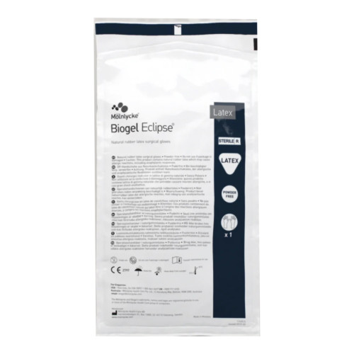 Molnlycke 75265 - Surgical Glove Biogel® Eclipse™ Size 6.5 Sterile Latex Standard Cuff Length Micro-Textured Straw Not Chemo Approved
