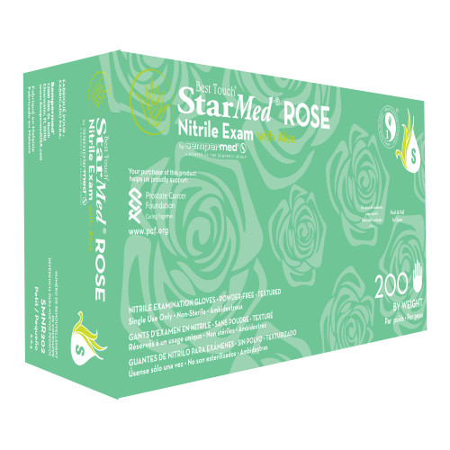 Sempermed USA SMNR202 - Exam Glove StarMed® Rose Small NonSterile Nitrile Standard Cuff Length Textured Fingertips Pink Not Rated