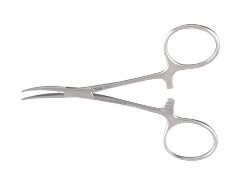 Integra Lifesciences 7-26 - Mosquito Forceps Miltex® Hartmann 3-1/2 Inch Length OR / Surgical Grade German Stainless Steel NonSterile Locking Finger Ring Handle Curved Serrated Tips