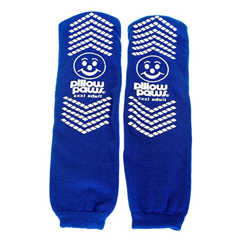 Principle Business Ent 1099-001 - Slipper Socks Pillow Paws® 360° Imprint Unisex Adult 3X-Large / X-Wide All Around Tread Single Patient Use Royal Blue