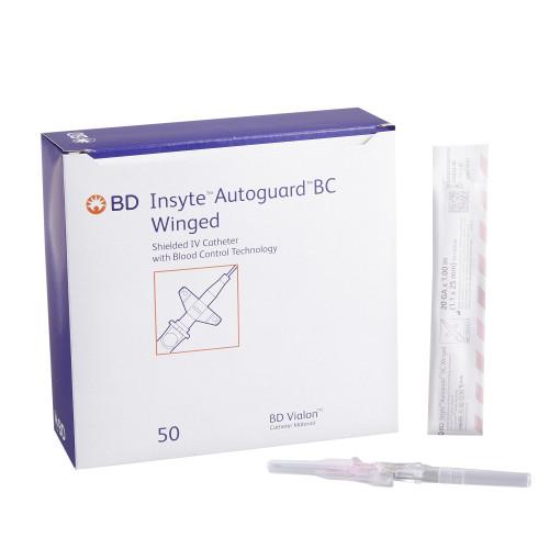 BD 382633 - Peripheral IV Catheter Insyte™ Autoguard™ BC 20 Gauge 1 Inch BD Vialon Winged Hub Blood Control Push Button Safety BD 382633 - Peripheral IV Catheter Insyte™ Autoguard™ BC 20 Gauge 1 Inch BD Vialon Winged Hub Blood Control Push Button Safety