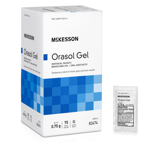 McKesson 82474 - Oral Pain Relief McKesson 20% Strength Benzocaine Oral Gel 0.75 Gram