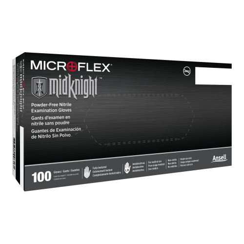Microflex Medical MK-296-XXL - Exam Glove MICROFLEX® MidKnight™ 2X-Large NonSterile Nitrile Standard Cuff Length Fully Textured Black Fentanyl Tested