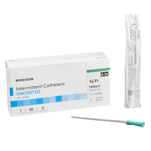 McKesson 16-F614 - Urethral Catheter McKesson Straight Tip Uncoated PVC 14 Fr. 6 Inch