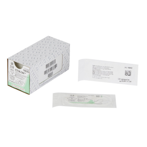 J & J Healthcare Systems 1663G - Nonabsorbable Suture with Needle Ethilon™ Nylon PS-1 3/8 Circle Reverse Cutting Needle Size 3-0 Monofilament J & J Healthcare Systems 1663G - Nonabsorbable Suture with Needle Ethilon™ Nylon PS-1 3/8 Circle Reverse Cutting Needle Size 3-0 Monofilament
