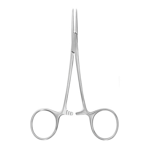 McKesson 43-1-421 - Mosquito Forceps McKesson Argent™ Hartmann 3-1/2 Inch Length OR / Surgical Grade German Stainless Steel NonSterile Locking Finger Ring Handle Curved Serrated Tips
