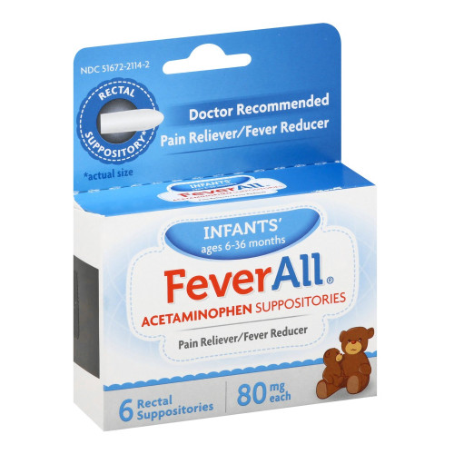 Taro 51672211402 - Infants' Pain Relief FeverAll® 80 mg Strength Acetaminophen Rectal Suppository 6 per Box