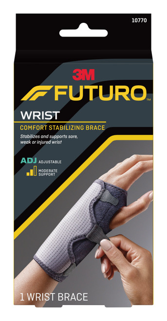 3M Healthcare 10770ENR - Wrist Brace Futuro™ Comfort Fabric / Metal Left or Right Hand Black / Gray One Size Fits Most