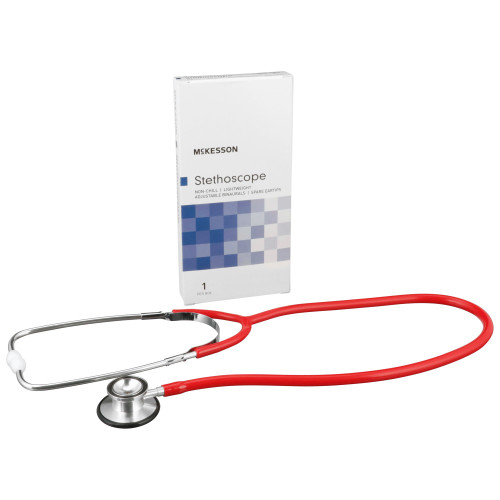 McKesson 01-670RGM - General Exam Stethoscope McKesson Red 1-Tube 22 Inch Tube Double Sided Chestpiece
