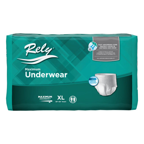 Amsino International Inc RLYASP130/1 - Unisex Adult Absorbent Underwear Rely® Maximum Pull On with Tear Away Seams X-Large Disposable Heavy Absorbency