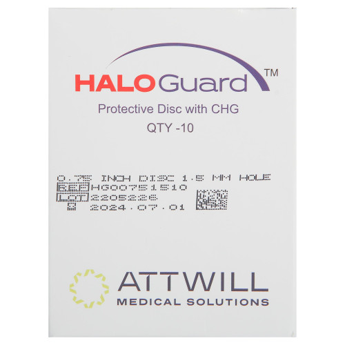 Abbott Nutrition HG0075150 - Antimicrobial Protective Disc HaloGUARD™ CHG (Chlorhexidine Glutonate) 3/4 Inch Disc / 1.5 mm Hole Diameter Sterile