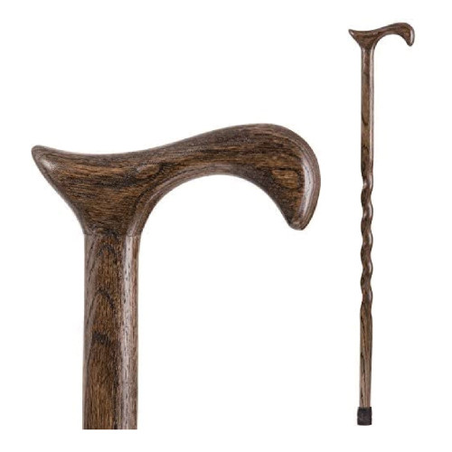 Mabis Healthcare 502-3000-0047 - T-Handle Cane Brazos™ Twisted Wood 37 Inch Height Wood Grain