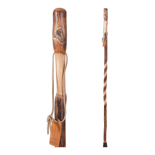 Mabis Healthcare 602-3000-1282 - Walking Stick Brazos™ Twisted Wood 58 Inch Height Hickory