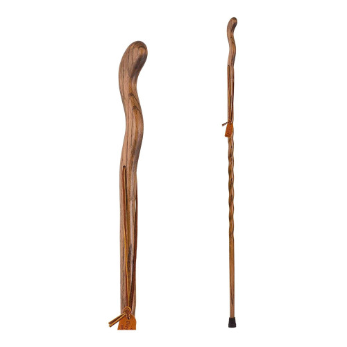Mabis Healthcare 602-3000-1087 - Walking Stick Brazos™ Twisted Fitness Walker Wood 48 Inch Height Brown