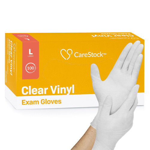 CareStock CS2596 - Exam Glove CareStock™ Large NonSterile Vinyl Standard Cuff Length Smooth Clear Not Rated