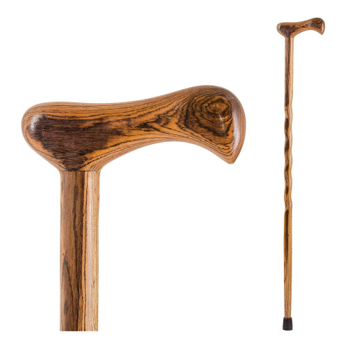 Mabis Healthcare 502-3000-0164 - T-Handle Cane Brazos™ Twisted Wood 37 Inch Height Brown