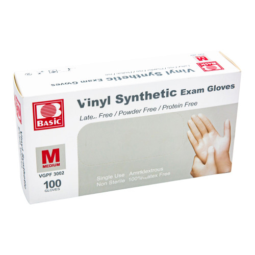 Chattem Inc 09112876760 - Exam Glove Basic® Medium NonSterile Vinyl Standard Cuff Length Smooth White Not Rated