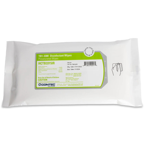 Cole-Parmer Inst HCTB3315IR - Surface Disinfectant Cleaner Contec® Healthcare TB1-3300™ Premoistened Quaternary Based Manual Pull Wipe 30 Count Soft Pack Alcohol Scent Sterile Cole-Parmer Inst HCTB3315IR - Surface Disinfectant Cleaner Contec® Healthcare TB1-3300™ Premoistened Quaternary Based Manual Pull Wipe 30 Count Soft Pack Alcohol Scent Sterile