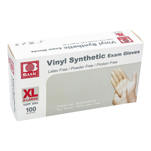 Chattem Inc 09112876762 - Exam Glove Basic® X-Large NonSterile Vinyl Standard Cuff Length Smooth White Not Rated