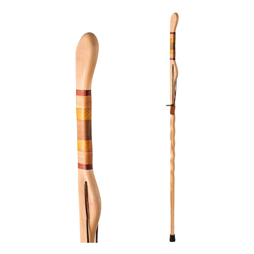 Mabis Healthcare 602-3000-1143 - Walking Stick Brazos™ Twisted Safari Wood 58 Inch Height Hickory