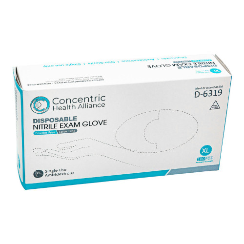 Chattem Inc 09112876778 - Exam Glove Concentric X-Large NonSterile Nitrile Standard Cuff Length Blue Not Rated