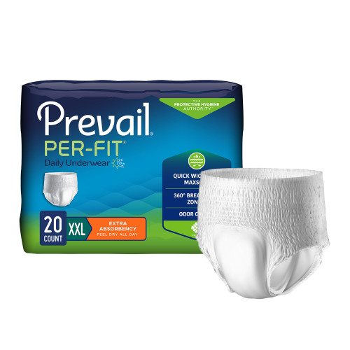 First Quality PF-517/1 - Unisex Adult Absorbent Underwear Prevail® Per-Fit® Extra Pull On with Tear Away Seams 2X-Large Disposable Heavy Absorbency