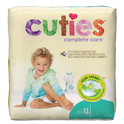 First Quality CDB004 - Unisex Baby Diaper Cuties® Complete Care Size 4 Disposable Heavy Absorbency First Quality CDB004 - Unisex Baby Diaper Cuties® Complete Care Size 4 Disposable Heavy Absorbency
