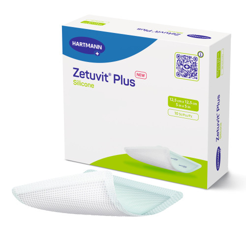 Hartmann 413812 - Super Absorbent Dressing Zetuvit® Plus Silicone Silicone Adhesive 5 X 5 Inch Square