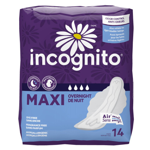 First Quality MCX-214 - Feminine Pad Incognito® Maxi with Wings / Overnight Heavy Absorbency