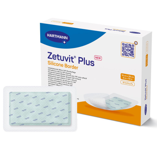 Hartmann 413904 - Super Absorbent Dressing Zetuvit® Plus Silicone Border Silicone Adhesive 6 X 10 Inch Rectangle