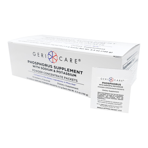 Geri-Care 844-01-GCP - Dietary Supplement Geri-Care® Phosphorus / Sodium / Potassium 250 mg -160 mg - 280 mg Strength Oral Powder 100 per Box Strawberry Flavor Geri-Care 844-01-GCP - Dietary Supplement Geri-Care® Phosphorus / Sodium / Potassium 250 mg -160 mg - 280 mg Strength Oral Powder 100 per Box Strawberry Flavor