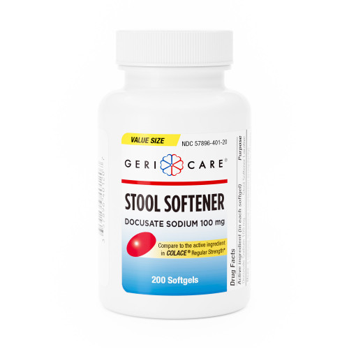 Geri-Care 401-20-GCP - Stool Softener Geri-Care® Softgel 200 per Bottle 100 mg Strength Docusate Sodium Geri-Care 401-20-GCP - Stool Softener Geri-Care® Softgel 200 per Bottle 100 mg Strength Docusate Sodium