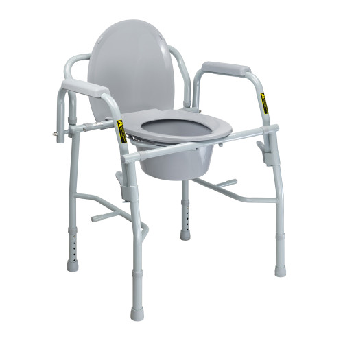 McKesson 146-11125KD-1 - Commode Chair McKesson Drop Arms Steel Frame Back Bar 13-3/4 Inch Seat Width 300 lbs. Weight Capacity