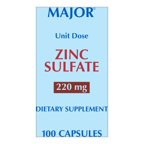 Major Pharmaceuticals 20555004000 - Mineral Supplement Zinc Sulfate 220 mg Strength Capsule 100 per Box Major Pharmaceuticals 20555004000 - Mineral Supplement Zinc Sulfate 220 mg Strength Capsule 100 per Box